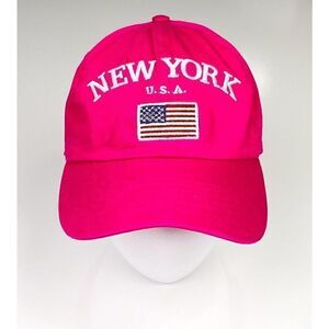 Newhattan New York USA Flag Baseball Trucker Cap Hat Adult Adjustable Pink AF011
